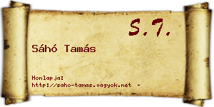Sáhó Tamás névjegykártya